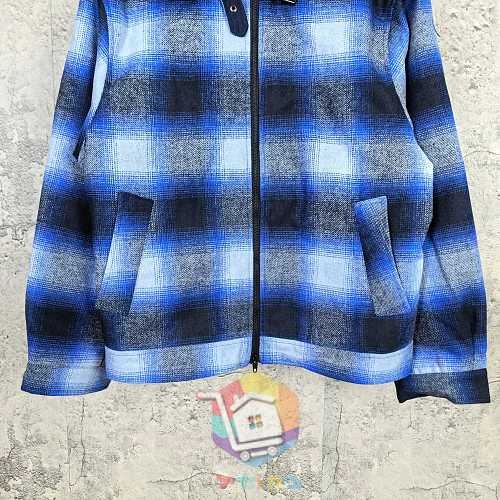 ז'קט Balenciaga Flannel Bomber, משבצות כחול ושחור 1