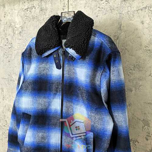 ז'קט Balenciaga Flannel Bomber, משבצות כחול ושחור 2