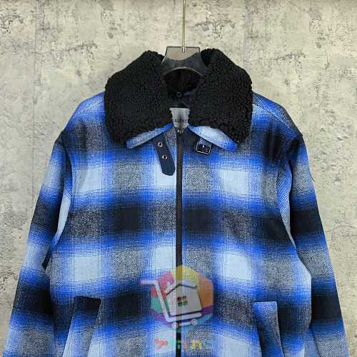 ז'קט Balenciaga Flannel Bomber, משבצות כחול ושחור 8
