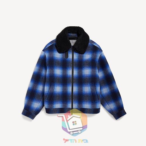 ז'קט Balenciaga Flannel Bomber, משבצות כחול ושחור 16