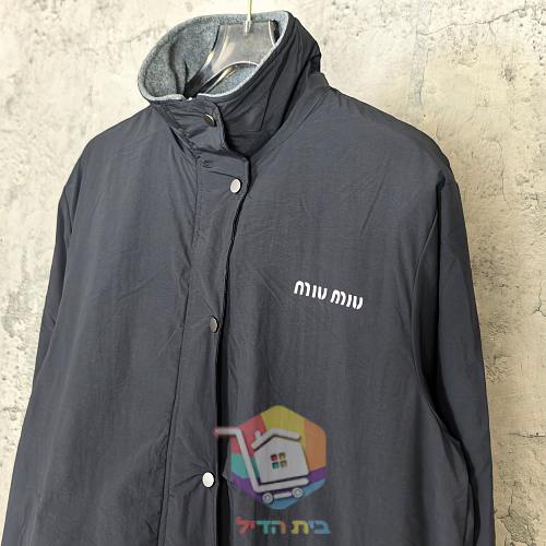 מעיל מרופד Miu Miu לנשים עם צווארון עומד, שחור 2