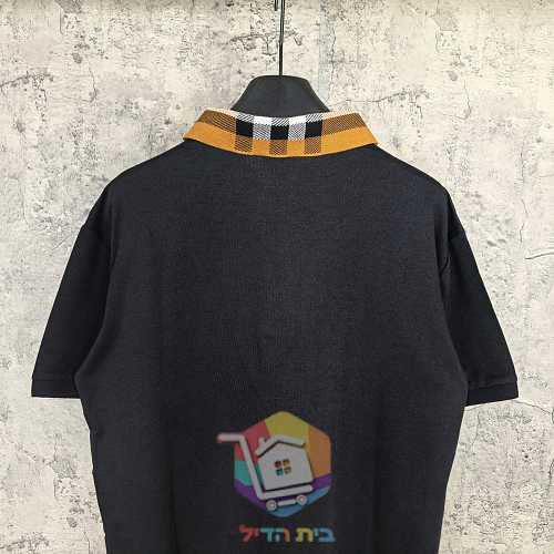 חולצת פולו Burberry מפיקה עם צווארון משבצות, שחור, לבן 7
