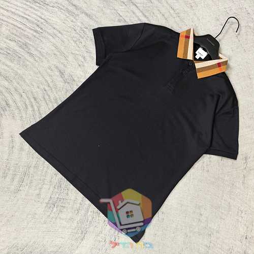 חולצת פולו Burberry מפיקה עם צווארון משבצות, שחור, לבן 9