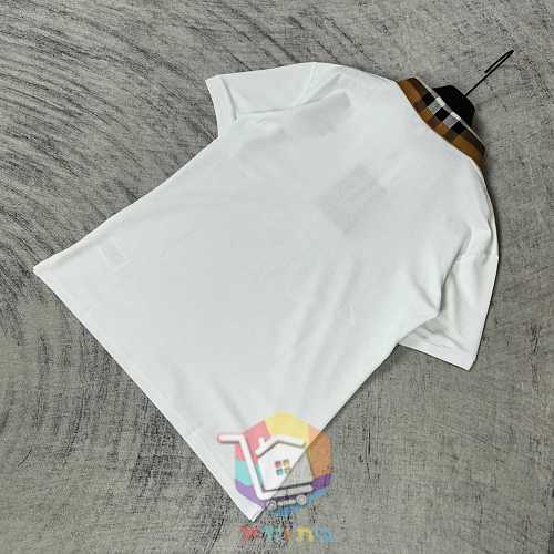 חולצת פולו Burberry מפיקה עם צווארון משבצות, שחור, לבן 19