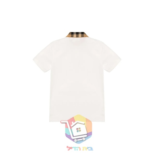 חולצת פולו Burberry מפיקה עם צווארון משבצות, שחור, לבן 25