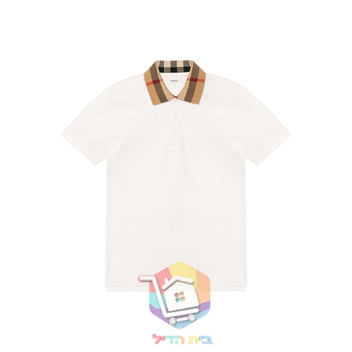 חולצת פולו Burberry מפיקה עם צווארון משבצות, שחור, לבן 26