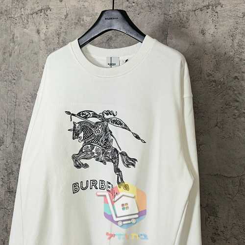 סווטשירט Burberry עם הדפס לוגו, לבן, שחור 3