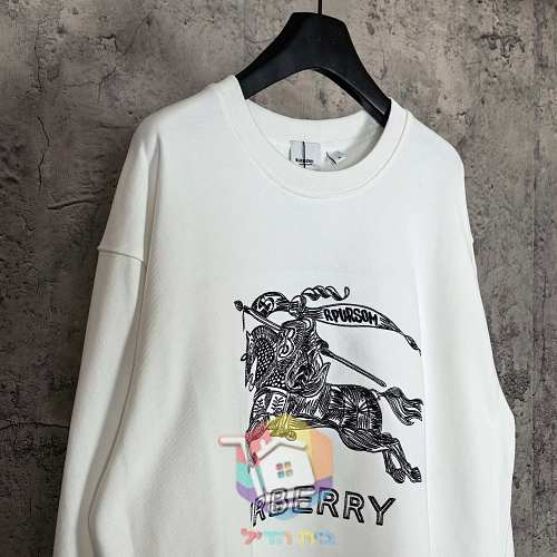 סווטשירט Burberry עם הדפס לוגו, לבן, שחור 5