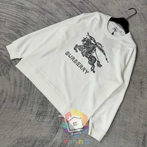 סווטשירט Burberry עם הדפס לוגו, לבן, שחור 8