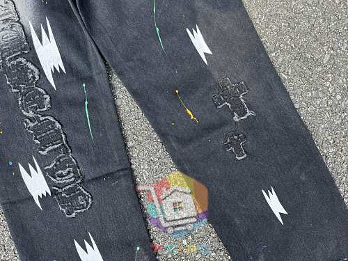 Jeans Chrome Hearts mit weitem Bein und Rissen, zwei Farben 2