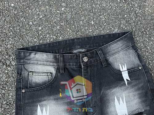 Jeans Chrome Hearts mit weitem Bein und Rissen, zwei Farben 8