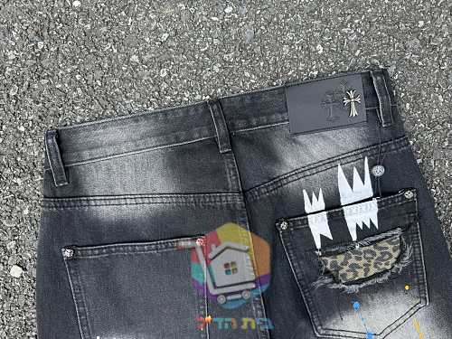 Jeans Chrome Hearts mit weitem Bein und Rissen, zwei Farben 13
