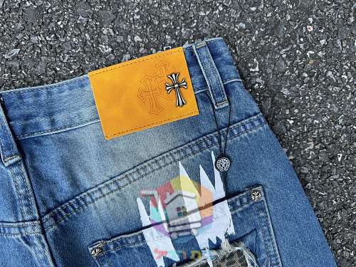 Jeans Chrome Hearts mit weitem Bein und Rissen, zwei Farben 20