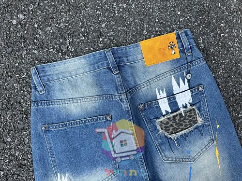Jeans Chrome Hearts mit weitem Bein und Rissen, zwei Farben 21