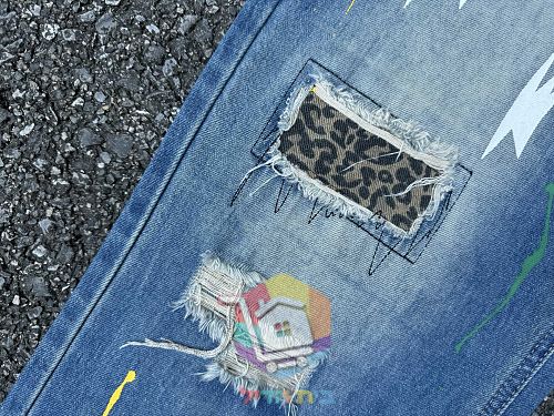 Jeans Chrome Hearts mit weitem Bein und Rissen, zwei Farben 22