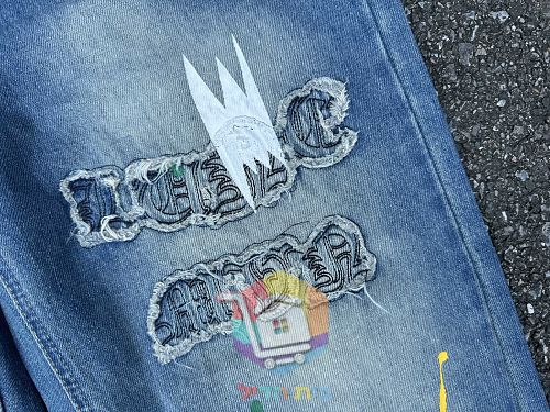 Jeans Chrome Hearts mit weitem Bein und Rissen, zwei Farben 25