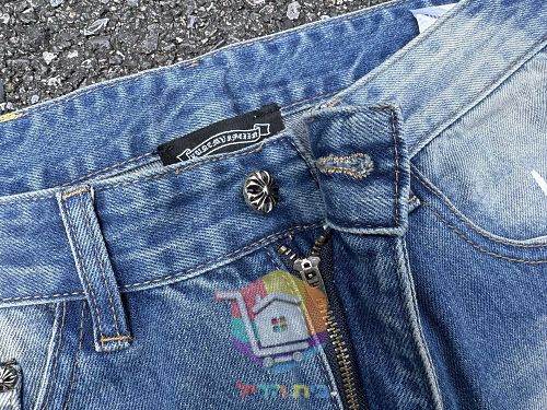 Jeans Chrome Hearts mit weitem Bein und Rissen, zwei Farben 26