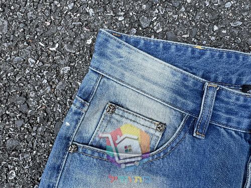 Jeans Chrome Hearts mit weitem Bein und Rissen, zwei Farben 27