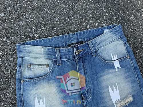Jeans Chrome Hearts mit weitem Bein und Rissen, zwei Farben 28
