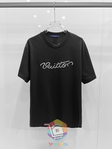 T-shirt Louis Vuitton con scritta ricamata, nero 10