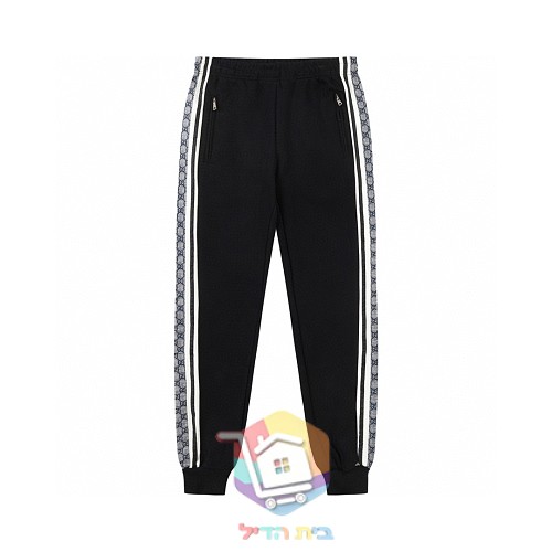Pantalón de chándal Gucci con franja de logo, negro 9
