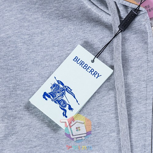 קפוצ'ון Burberry עם רוכסן וברדס משובץ, אפור, שחור 13
