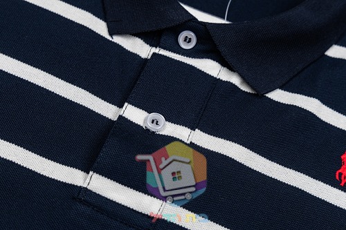 חולצת פולו Polo Ralph Lauren בפסים, כחול כהה ולבן 6