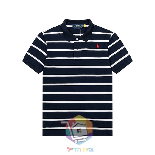 חולצת פולו Polo Ralph Lauren בפסים, כחול כהה ולבן 14