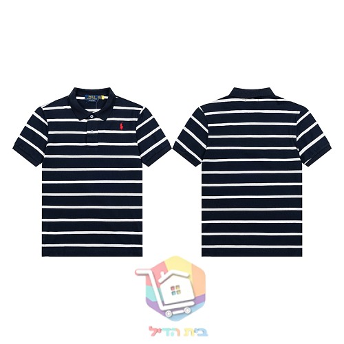 חולצת פולו Polo Ralph Lauren בפסים, כחול כהה ולבן 15