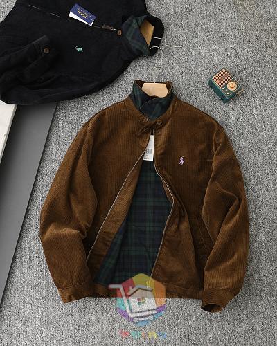 ז'קט קורדרוי Polo Ralph Lauren עם בטנה משובצת, שחור, חום 14