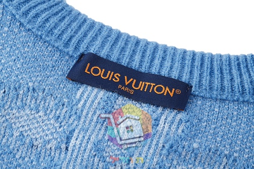 סוודר Louis Vuitton עם דוגמת לוגו בולטת, תכלת, כחול 1