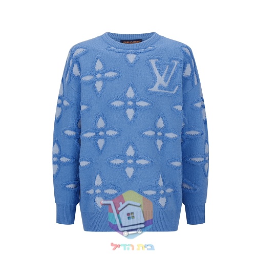 סוודר Louis Vuitton עם דוגמת לוגו בולטת, תכלת, כחול 9