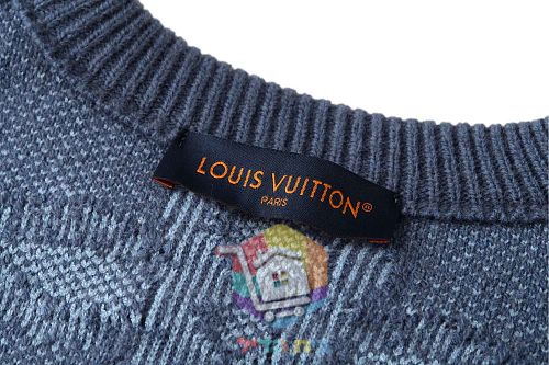 סוודר Louis Vuitton עם דוגמת לוגו בולטת, תכלת, כחול 22