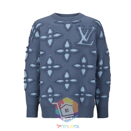 סוודר Louis Vuitton עם דוגמת לוגו בולטת, תכלת, כחול 30