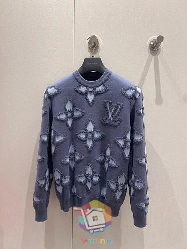 סוודר Louis Vuitton עם דוגמת לוגו בולטת, תכלת, כחול 43