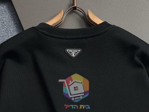 סווטשירט Prada עם לוגו משולש, שחור, לבן 1