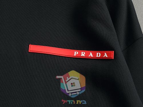 סווטשירט Prada עם לוגו משולש, שחור, לבן 7