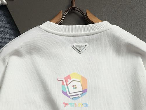 סווטשירט Prada עם לוגו משולש, שחור, לבן 12