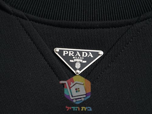 סווטשירט Prada Technical Cotton שחור, לבן, אפור 7