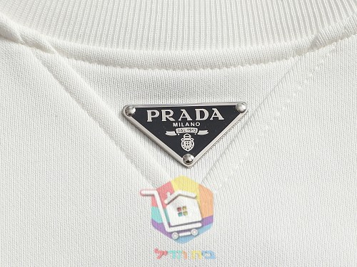 סווטשירט Prada Technical Cotton שחור, לבן, אפור 17