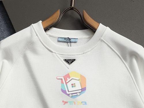סווטשירט Prada Technical Cotton שחור, לבן, אפור 19