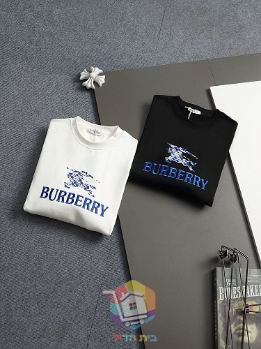 סווטשירט Burberry עם לוגו כחול לבן, שחור 23