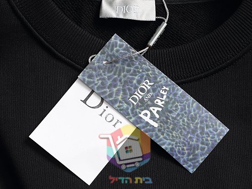 סווטשירט Dior עם לוגו רקום, שחור, לבן 6
