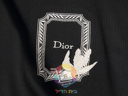 סווטשירט Dior עם לוגו רקום, שחור, לבן 8