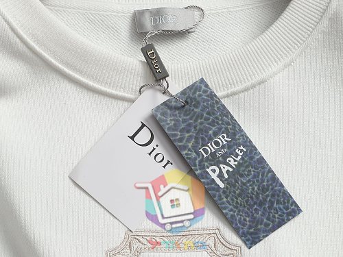 סווטשירט Dior עם לוגו רקום, שחור, לבן 17