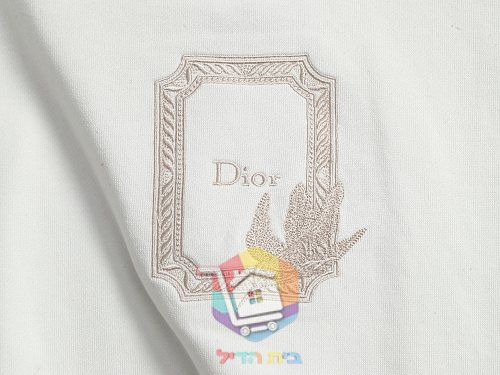 סווטשירט Dior עם לוגו רקום, שחור, לבן 18