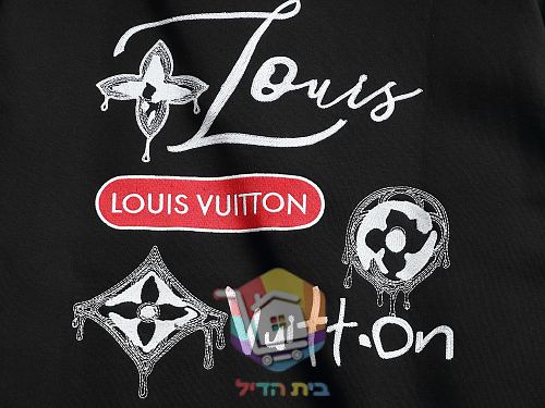 סווטשירט Louis Vuitton עם הדפס, שחור, לבן 1