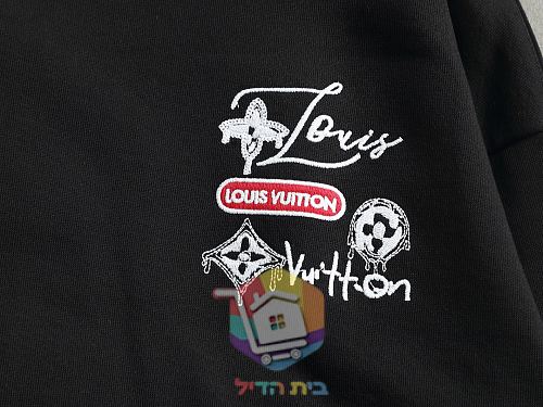 סווטשירט Louis Vuitton עם הדפס, שחור, לבן 7