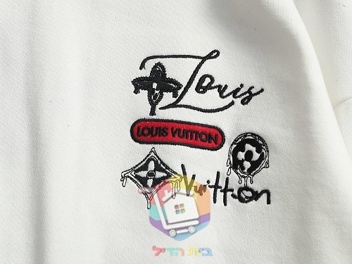 סווטשירט Louis Vuitton עם הדפס, שחור, לבן 18