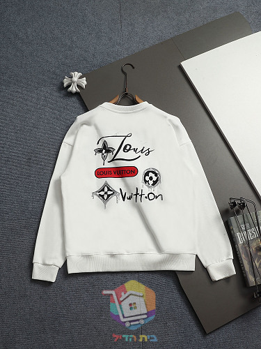 סווטשירט Louis Vuitton עם הדפס, שחור, לבן 20